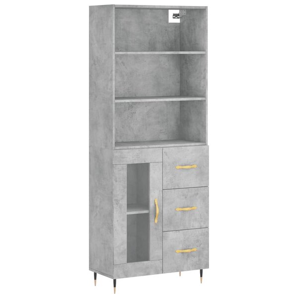 vidaXL Buffet haut Gris béton 69 5x34x180 cm Bois d'ingénierie