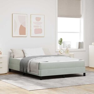 vidaXL Lit à ressorts avec matelas Gris clair 140 x 190 cm tissu