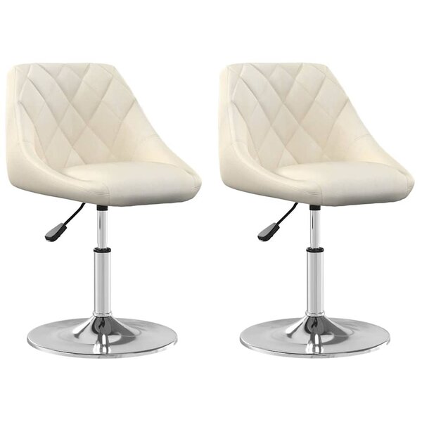 vidaXL Chaises pivotantes à manger lot de 2 Crème Velours