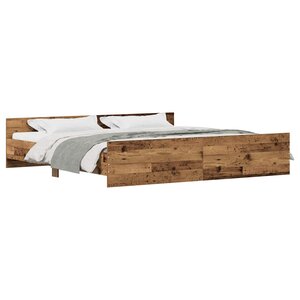 vidaXL Cadre de lit Bois Ancien 203 x 203 x 50 cm Bois d'ingénierie
