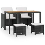 Salon de jardin meuble d'extérieur ensemble de mobilier encastrable 5 pièces rotin et bois d'acacia noir 02_0018330