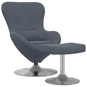 vidaXL Chaise Œuf avec Pouf Gris foncé 63 x 73 x 90 cm Velours