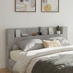 vidaXL Armoire tête de lit avec LED gris béton 180x16 5x103 5 cm