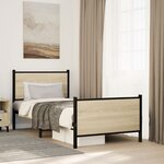 vidaXL Cadre de lit en métal sans matelas chêne sonoma 75x190 cm