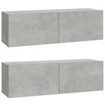 vidaXL Meubles TV 2 Pièces Gris béton 100x30x30 cm Bois d'ingénierie