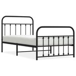 vidaXL Cadre de lit métal sans matelas avec pied de lit noir 100x190cm