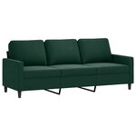 vidaXL Ensemble de canapés 3 Pièces avec coussins Vert foncé Velours