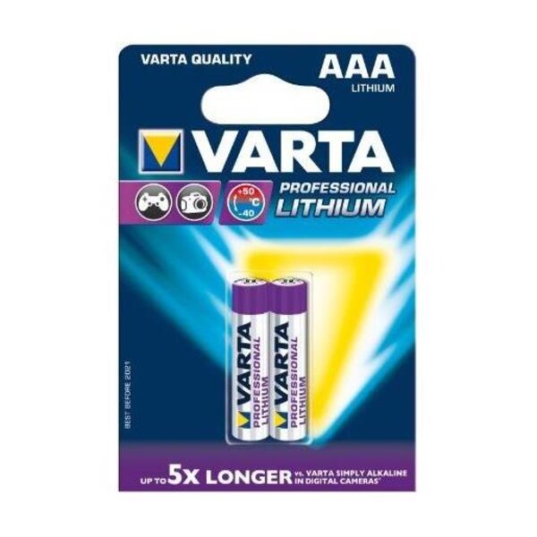 Blister de 2 Piles Lithium 'Professional Lithium' Micro (AAA) LR03 1 5V VARTA