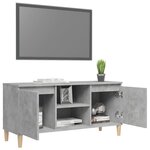 vidaXL Meuble TV avec pieds en bois massif Gris béton 103 5x35x50 cm