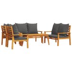 vidaXL Salon de jardin avec coussins 5 Pièces Bois d'acacia solide