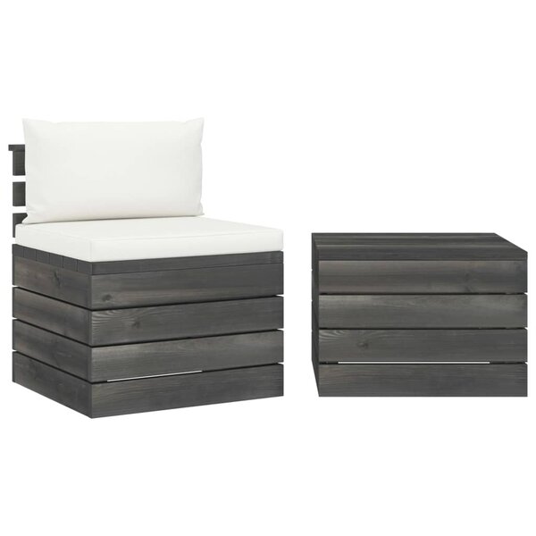 vidaXL Salon palette de jardin 2 Pièces avec coussins Bois de pin massif