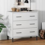 vidaXL Buffet avec 3 tiroirs Blanc 77x40x79 5 cm Bois massif OSLO