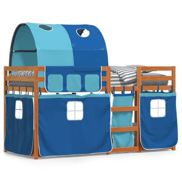 vidaXL Lit superposé sans matelas bleu 75x190 cm bois de pin massif