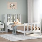 vidaXL Lit bibliothèque sans matelas blanc 90x190cm bois de pin massif