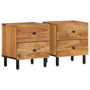 vidaXL Tables de chevet 2 Pièces 40x33x46 cm Bois d'acacia massif