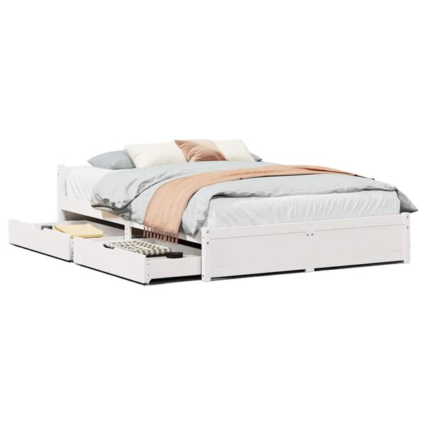 vidaXL Cadre de lit sans matelas blanc 150x200 cm bois de pin massif