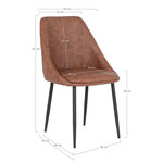 2 chaises de salle à manger en cuir synthétique marron vintage avec pieds noirs