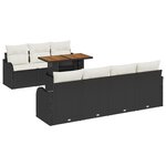 Ensemble de canapés de jardin 8 pièces avec coussins noirs en rattan poly