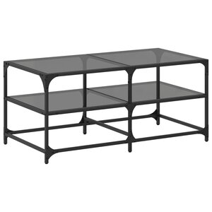 vidaXL Table basse avec dessus en verre noir 98 5x50x45 cm acier