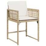 vidaXL Set de salle à manger de jardin 5 pièces avec coussins beige rattan poly