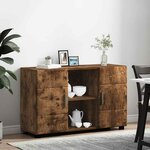 vidaXL Buffet avec étagère FLORIN Chêne fumé 88 5 x 30 5 x 55 5 cm