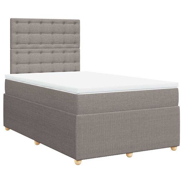 vidaXL Sommier à lattes de lit avec matelas Taupe 120x200 cm Tissu