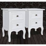vidaXL Table de chevet 2 Pièces avec 2 tiroirs MDF Blanc