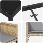 Ensemble de Salle à Manger de Jardin vidaXL 5 Pièces avec Coussins en Rotin Beige