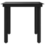 vidaXL Table à dîner de jardin Noir 80x80x74 cm Acier et verre