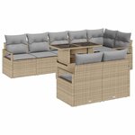 vidaXL Ensemble de canapé de jardin 9 Pièces Beige Poly rotin