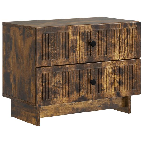 vidaXL Cabinet de chevet avec tiroir Chêne fumé 62 x 34 5 x 47 5 cm