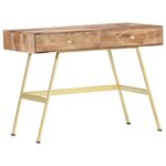 Bureau table poste de travail meuble d'ordinateur informatique étude avec tiroirs 100 x 55 x 75 cm bois solide brun 02_0023460