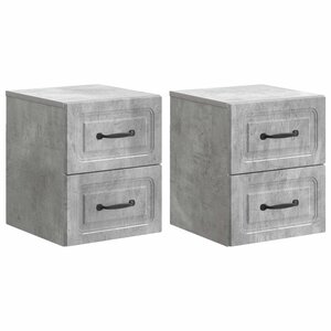 vidaXL Cabinet de chevet mural 2 pc Gris béton 34 5 x 33 x 40 cm