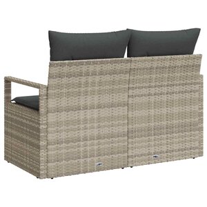 vidaXL Sofa de jardin 2 places avec rangement et des coussins gris en poly rattan