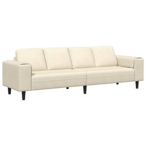 vidaXL Sofa en tissu avec coussin Crème 208 cm Tissu en velours côtelé