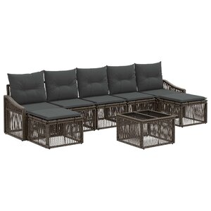 vidaXL Ensemble de canapé de jardin 8 Pièces Gris polyrotin