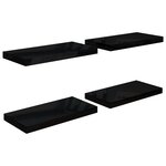 vidaXL Étagère murale flottante 4 Pièces Noir brillant 50x23x3 8 cm MDF