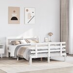 vidaXL Cadre de lit avec tête de lit sans matelas blanc 140x190 cm