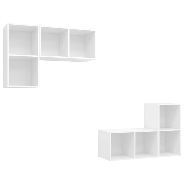 vidaXL Meubles TV muraux 4 Pièces Blanc Bois d'ingénierie