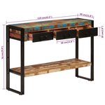 vidaXL Table console 110x30x76 cm Bois massif de récupération