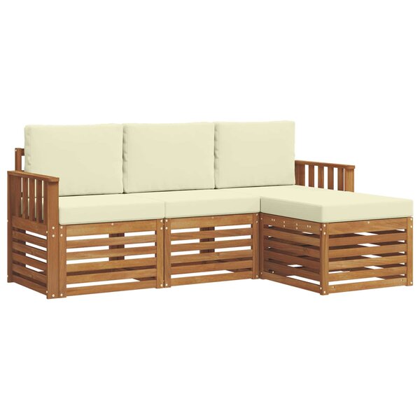 vidaXL Ensemble de canapés d'extérieur 4 pc Naturel et Crème
