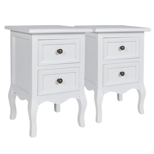 vidaXL Table de chevet 2 Pièces avec 2 tiroirs MDF Blanc
