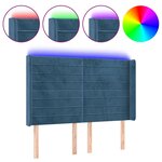 vidaXL Tête de lit à LED Bleu foncé 147x16x118/128 cm Velours