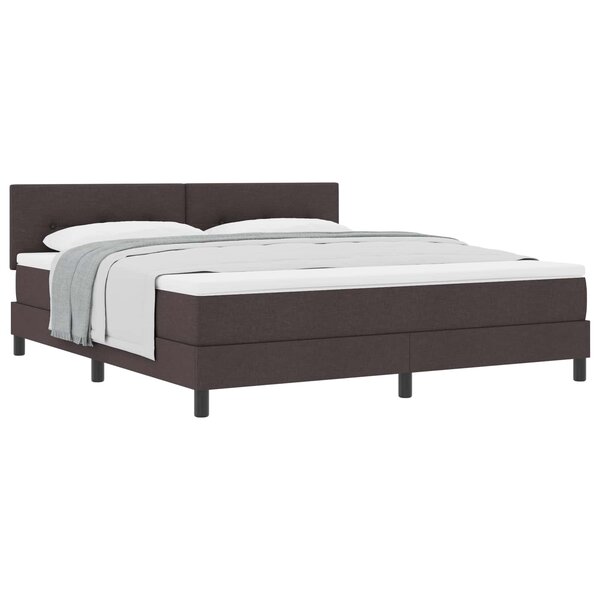 vidaXL Lit à ressorts avec tête de lit Marron foncé 180 x 200 cm tissu