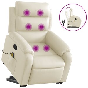 vidaXL Fauteuil inclinable de massage Crème Similicuir