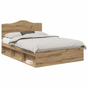 vidaXL Cadre de lit Chêne artisan 150 x 200 cm Pin massif