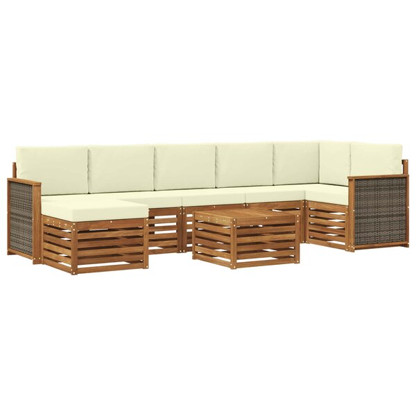 vidaXL Ensemble de canapés d'extérieur 7 pc Naturel et Crème