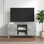 vidaXL Meuble TV Gris béton 102 x 34 5 x 50 cm Bois d'ingénierie