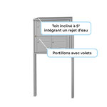 Bloc collectif Leabox  2x2  grade 3  simple face  extérieur  fixation sur pieds à sceller  gris clair ral 7035 finition brillante