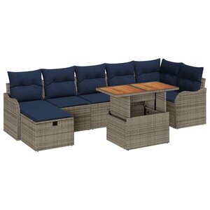 vidaXL Ensemble de canapé de jardin avec coussin 8 Pièces Gris polyrotin